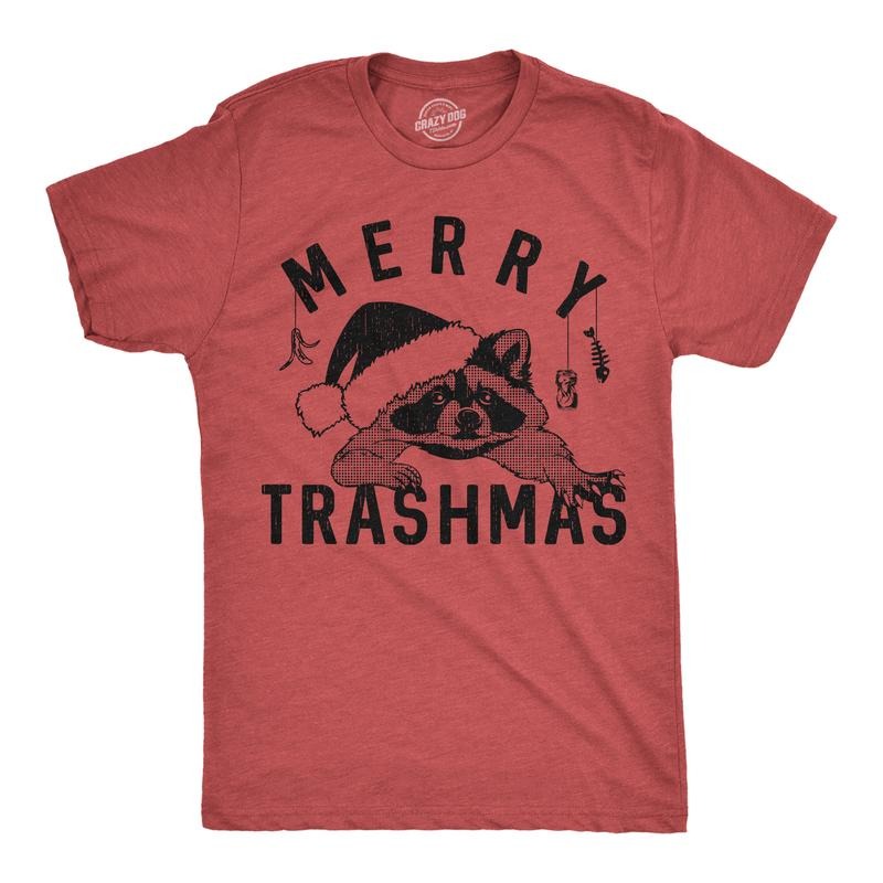 Mens Funny T Shirts Merry Trashmas Sarcastic Christmas Graphic Novelty Tee For Men Mens Funny T Shirts Cool Tees Soft Stylish Casual Menswear Christmas Apparel for Men Funny Sarcastic Short Sleeve Red -