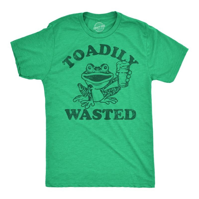 Mens Funny T Shirts Toadily Wasted Sarcastic Drinking Graphic Tee For Men Mens Funny T Shirts Cool Tees Soft Stylish Casual Menswear Drinking Apparel for Men Funny Animal Short Sleeve Novelty Tees for Green -