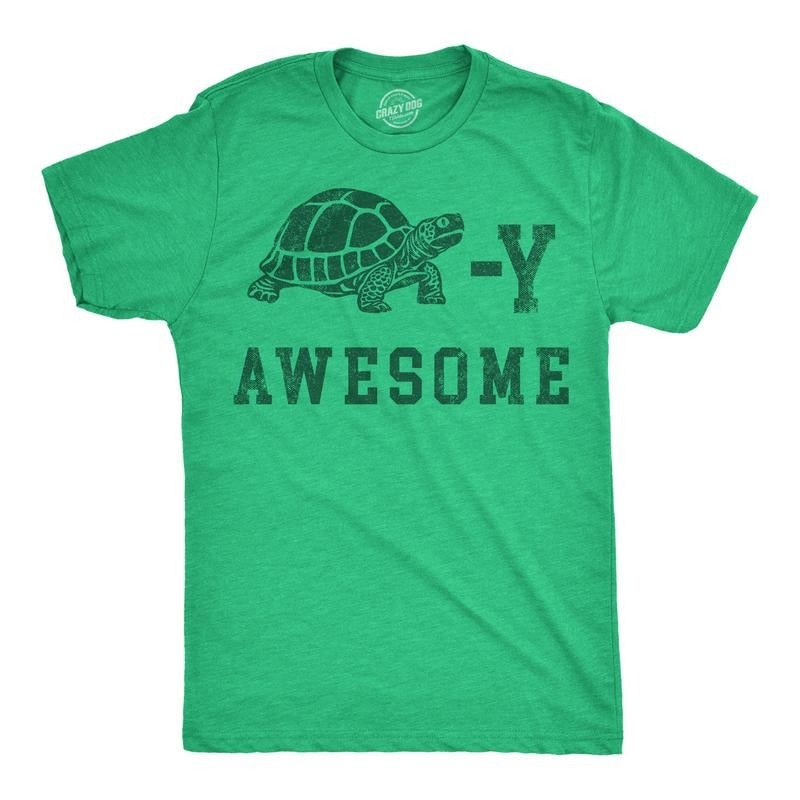 Mens Funny T Shirts Turtley Awesome Sarcastic Turtle Graphic Novelty Tee For Men Mens Funny T Shirts Cool Tees Soft Stylish Casual Menswear Sarcastic Apparel for Men Funny Animal Short Sleeve Novelty Green -