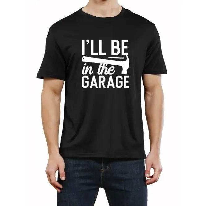 Mens Garage Print Tee Shirt - Comfortable & Lightweight Short Sleeve Graphic Tee for Summer Casual Wear - Unisex Style Made in USA