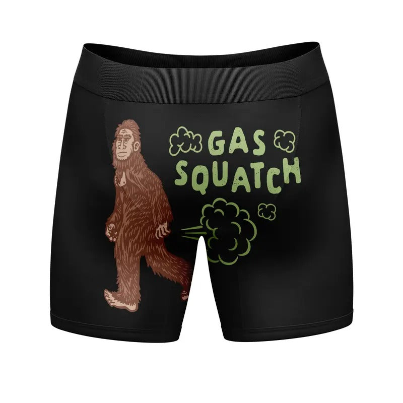 Mens Gas Squatch Boxer Briefs Funny BigFoot Sasquatch Fart Joke Novelty Underwear Dad Funny Graphic Boxers Dad Joke Funny Sarcastic Mens Novelty Boxer Briefs Gas