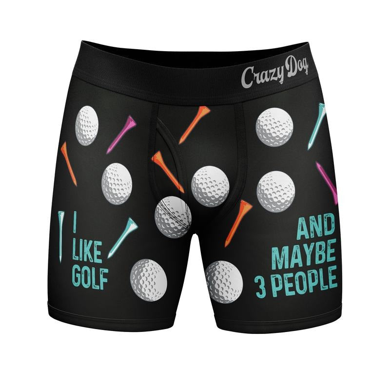 Mens I Like Golf And Maybe 3 People Boxers Funny Sarcastic Golfing Ball Tee Graphic Underwear For Guys Funny Graphic Boxers Sarcastic Funny Golf Mens Novelty Boxer Briefs Black