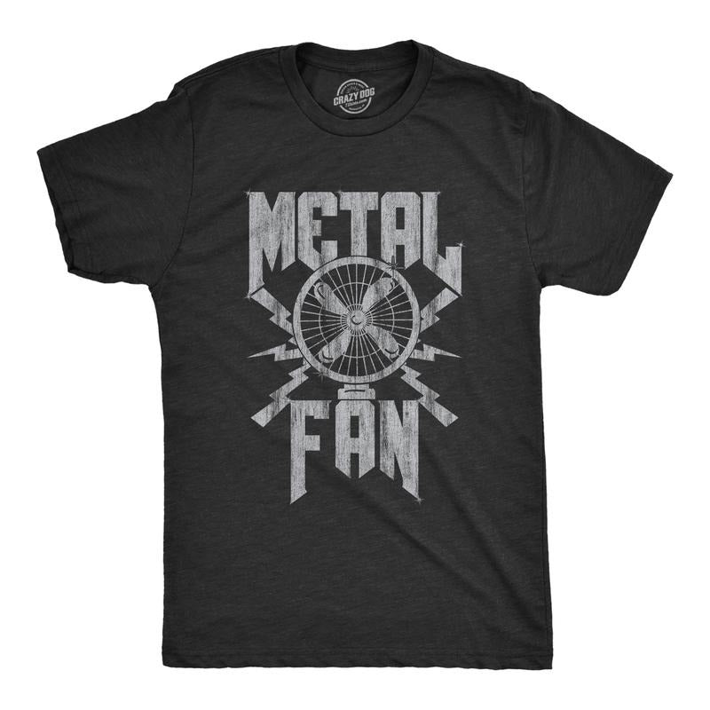 Mens Metal Fan T Shirt Funny Sarcastic Air Blowing Fan Graphic Novelty Music Tee for Guys Mens Funny T Shirts Cool Tees Soft Stylish Casual Menswear Funny Sarcastic Short Sleeve Novelty Tees for Guys Black