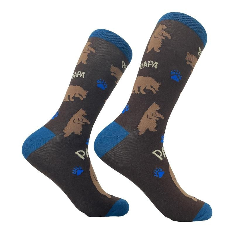 Mens Papa Bear Funny Novelty Socks Gift for Dad Sarcastic Graphic Cool Saying Funny Graphic Socks Comfortable Fitted Spandex Cotton