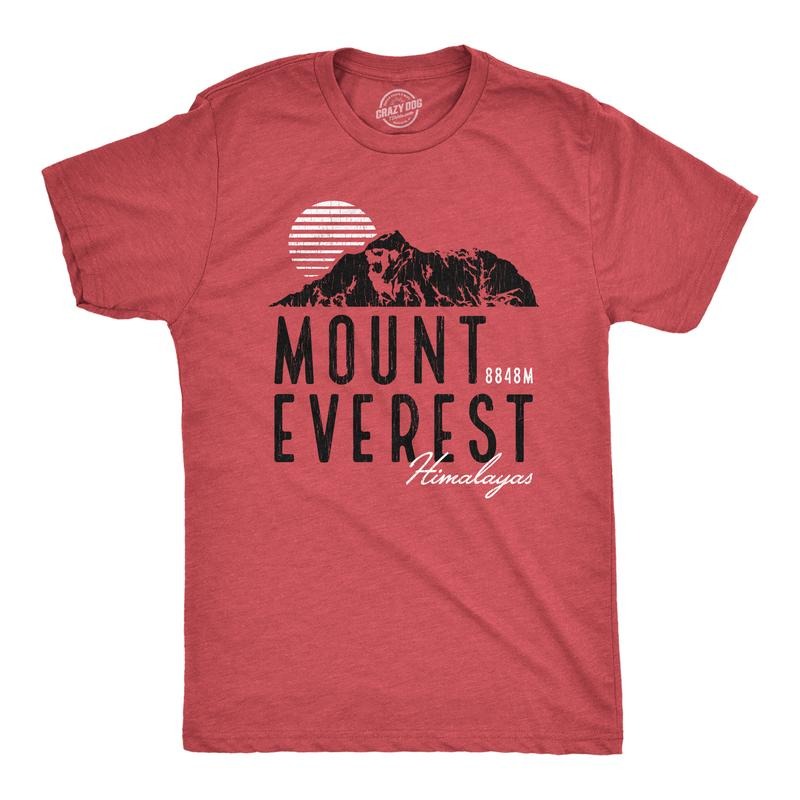 Mens Retro Mount Everest T Shirt Funny Camping Saying Vintage Mountain Graphic Novelty Tee Mens Funny T Shirts Cool Tees Soft Stylish Casual Menswear Vintage Apparel for Men Funny Camping Short Sleeve Red