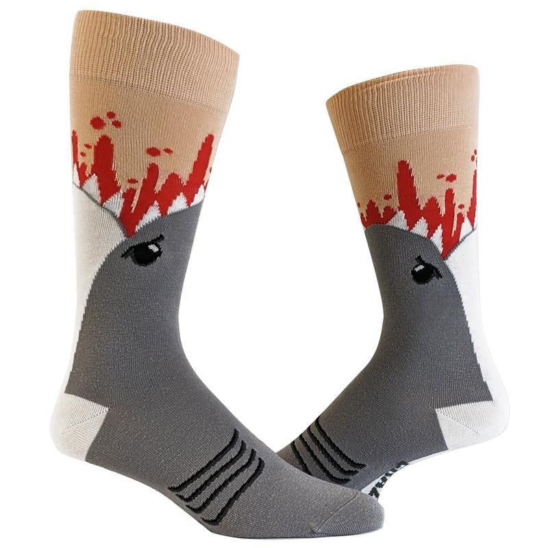 Mens Shark Attack Socks Funny Jaws Funny Sayings Cool Gag Gift Novelty Footware Funny Graphic Socks Comfortable Fitted Spandex Cotton
