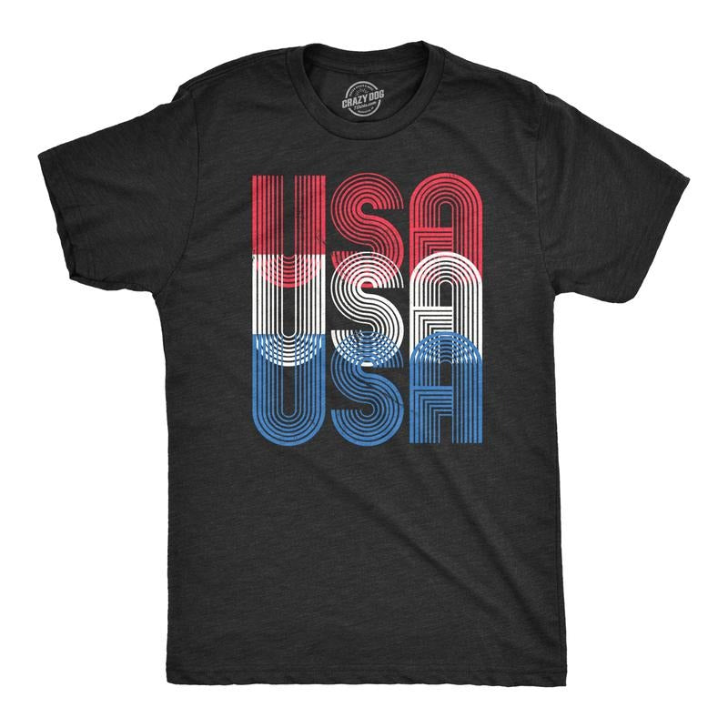 Mens USA USA USA Funny T shirts Red White Blue Retro Designs Cool Graphic T shirt Mens Funny T Shirts Cool Tees Soft Stylish Casual Menswear Patriotic Apparel for Men Funny Vintage Short Sleeve Black