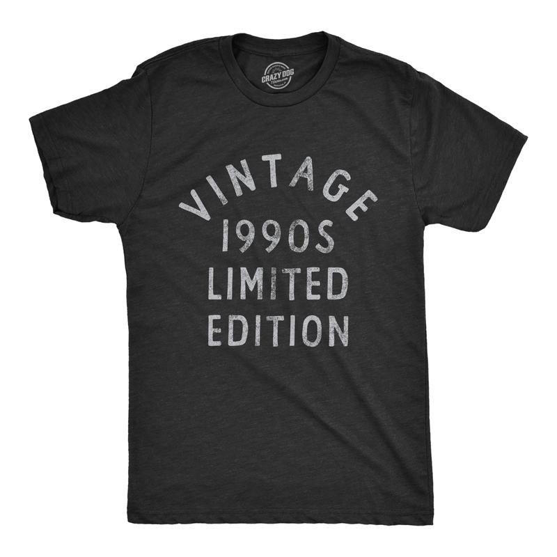 Mens Vintage 1990s Limited Edition T Shirt Funny Cool 1990 Theme Classic Tee for Guys Mens Funny T Shirts Cool Tees Soft Stylish Casual Black