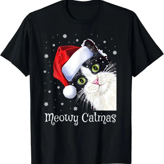Meowy Catmas Christmas And Happy New Year Cat Lover Ugly T-Shirt