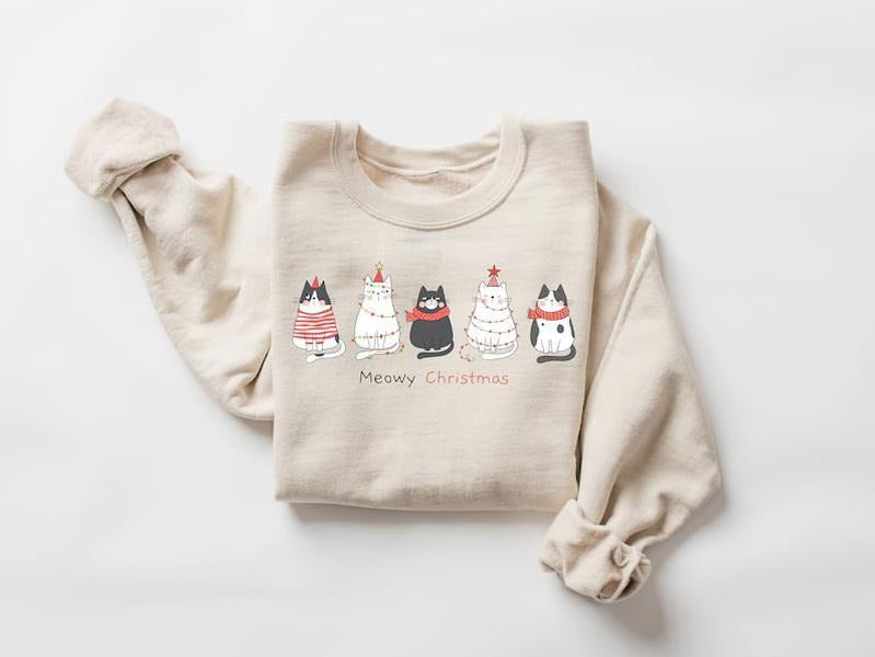 Meowy Christmas Sweatshirt,Happy Cat Year Shirt,Funny Christmas Cat Shirt,Cat Christmas Sweatshirt,Cats Sweatshirt,Cat Lover Christmas Shirtstyle{n002}2