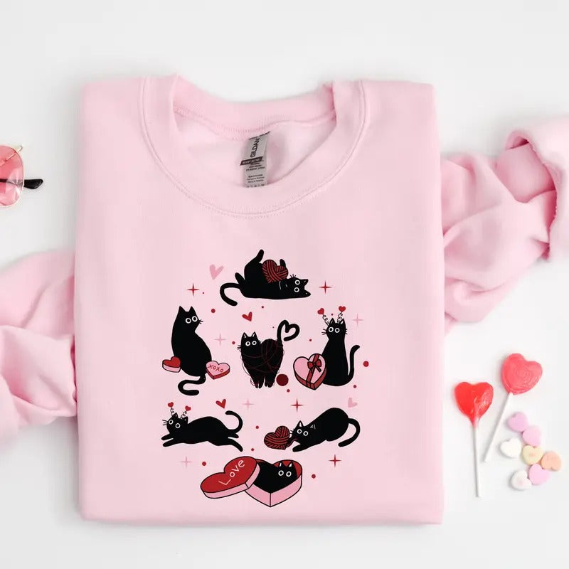 Meowy Valentine Shirt, Valentines Cat Sweatshirt, Happy Valentines, Cat Lover Shirt, Valentines Gift, Gifts For Cat Lover, Cat Valentines