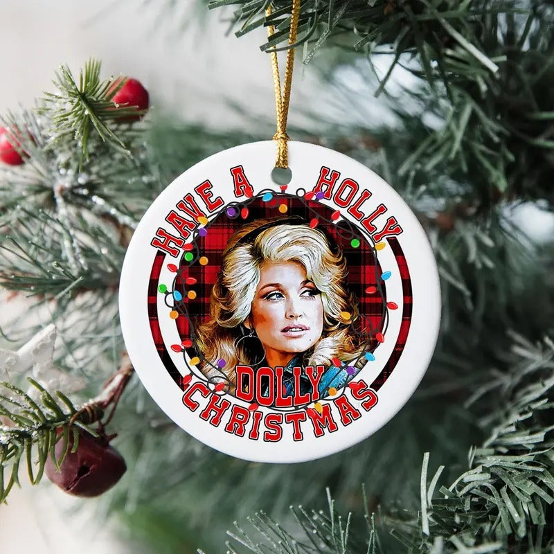 Merry Christmas Ornament, Retro Xmas Western Ornament, Festive Country Christmas Gift, Dolly Xmas Gift, Christmas Decor Ornament