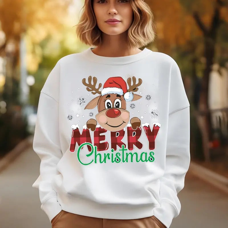 Merry Christmas Reindeer Shirt, Reindeer Sweatshirt, Christmas Family Shirt, Xmas Shirt, Merry Xmas Shirt, Christmas Gift, Womenswear