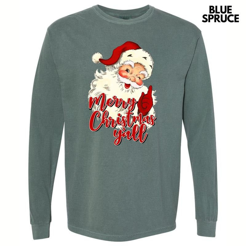 Merry Christmas Y'all Long Sleeve Comfort Colors T-Shirt