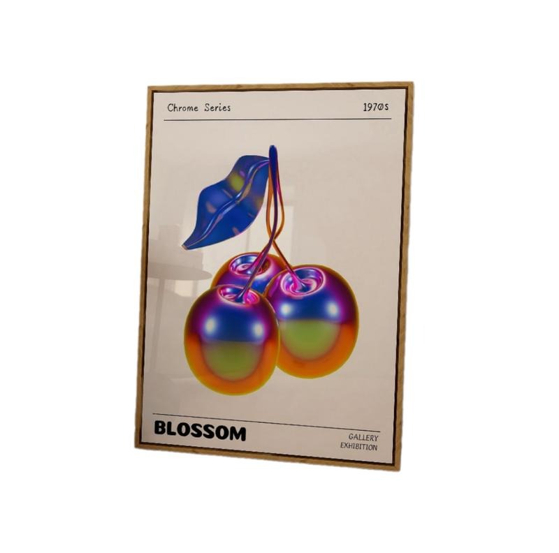 Metallic Cherry Art Poster, Retro Wall Art, Metallic Cherry Print, Gifts For Besties Sister Art Prints, Poster Prints No Frame, Wall Decoration, Wall Art Prints, Gifts For Birthday Christmas