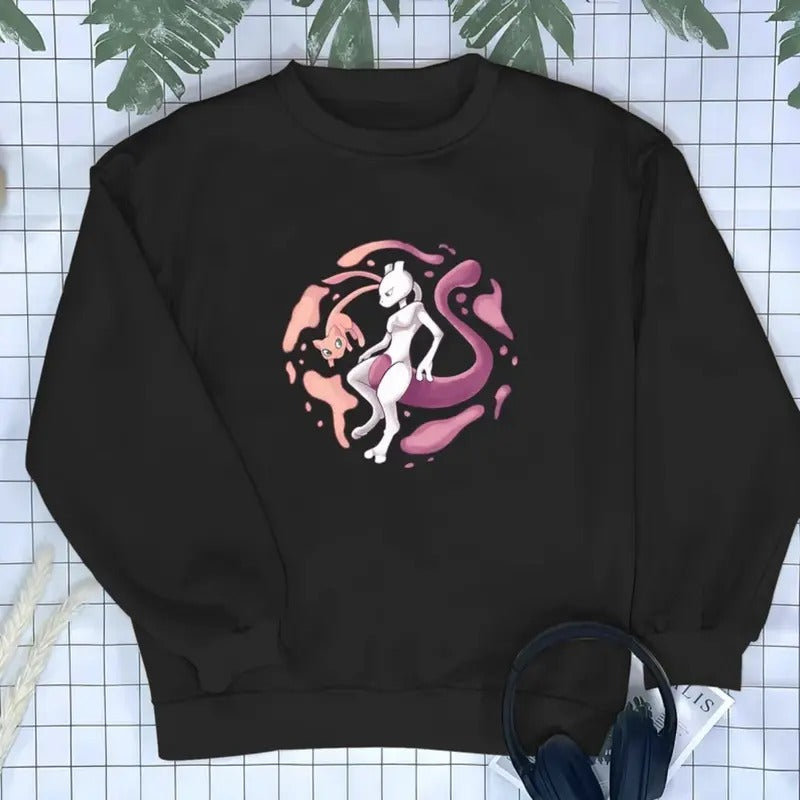 Mewtwo Mew Sweatshirt Mew Sweatshirt Mewtwo Mew tee Pocket Monster Kawaii Hoodie Japanese Anime, Cute Shirt , Gift For Fan Pokemon , Gift For Man And Gift For Women , Anime Graphic Tee Menswear Top Hoodie Sweaters Operator Long Sleeve Longsleeves Wetsuit