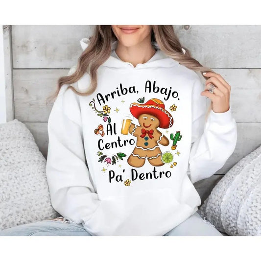 Mexican Gingerbread Christmas Shirt with Sombrero, Unisex Sweatshirt for the Holidays, Happy New Year Gingerbread Man Hoodie and Pullover Tee