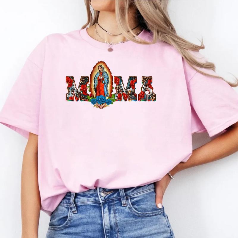 Mexican Mama Shirt, Mexican Mom With Virgen De Guadalupe Tshirt, Latin Culture Mom Tee, Mothers Day Gift, Regular Fit Short Sleeve Tee, Classic Streetwear