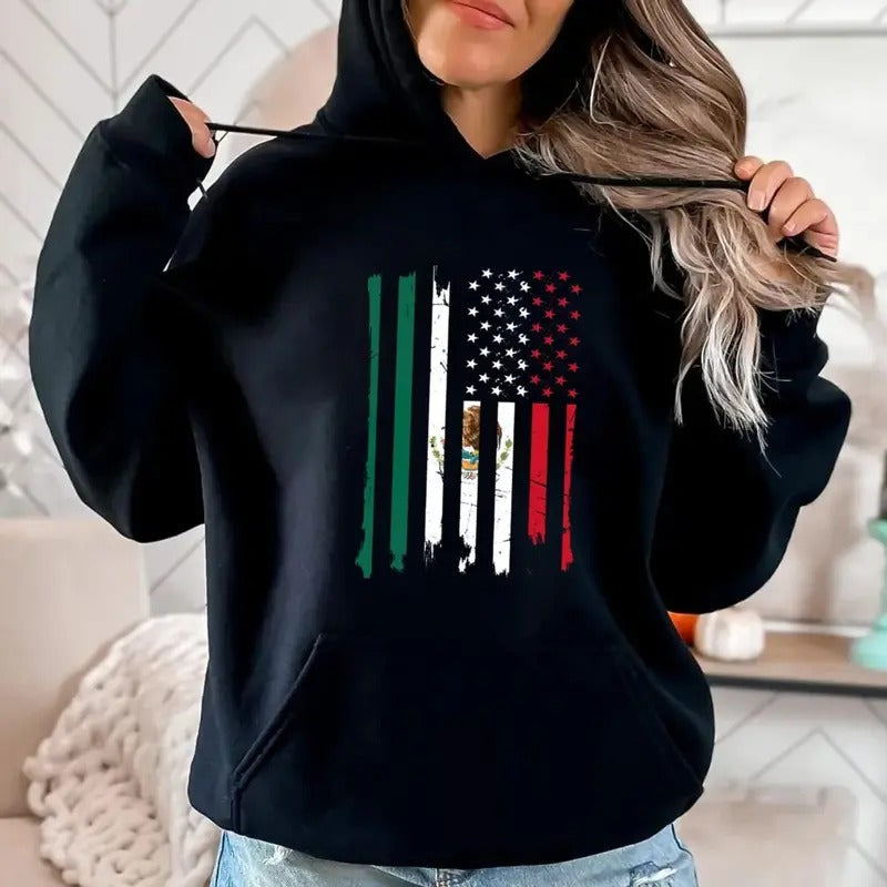Mexico Flag Shirt, Cince De Mayo Shirt, Proud Mexican American Shirt, Unisex Sweater Pullover Tee