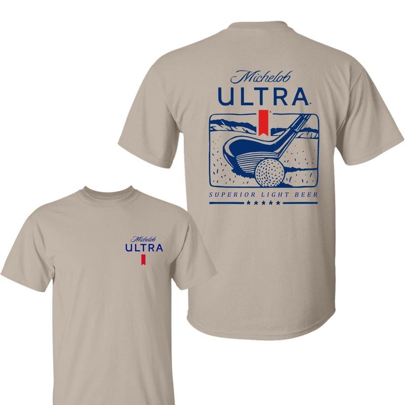 Michellob Ultra Golfing Shirt, Unisex Unisex Cotton - Classic Fit for Menswear, 2 Side T-Shirt For Men