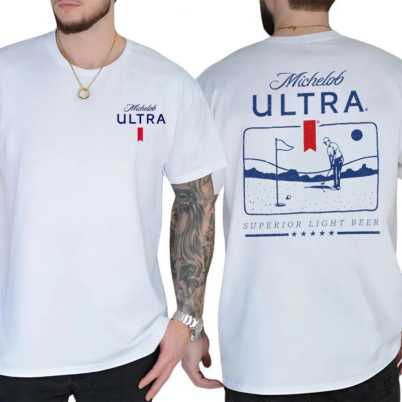 Michelob Ultra Golf Club 2_Sided T-Shirt, Superior Light Beer Graphic Tee, Vintage Golf Sweater for Beer Lovers