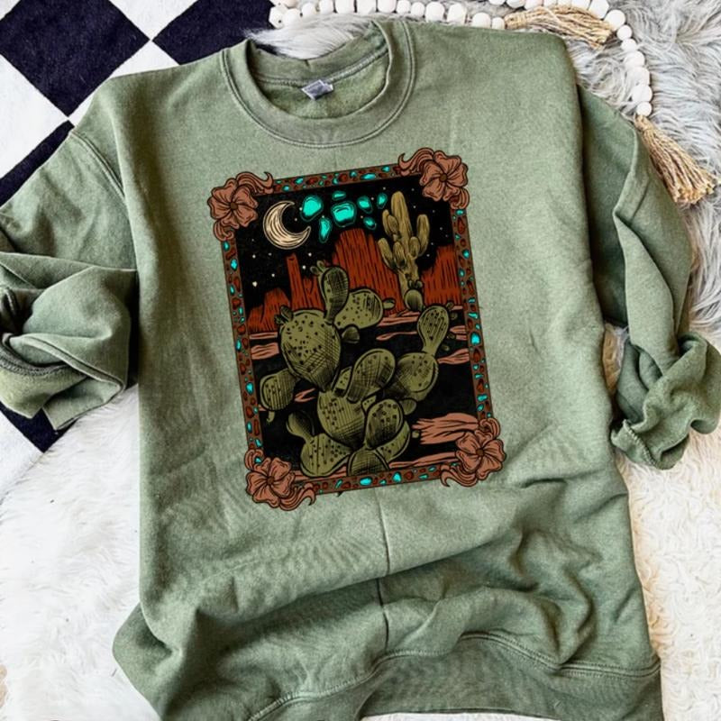Midnight Desert Crewneck vintage sweatshirts, cowgirl outfits, western outfits women clothing, country western girl tops stuff shirt hoodie
