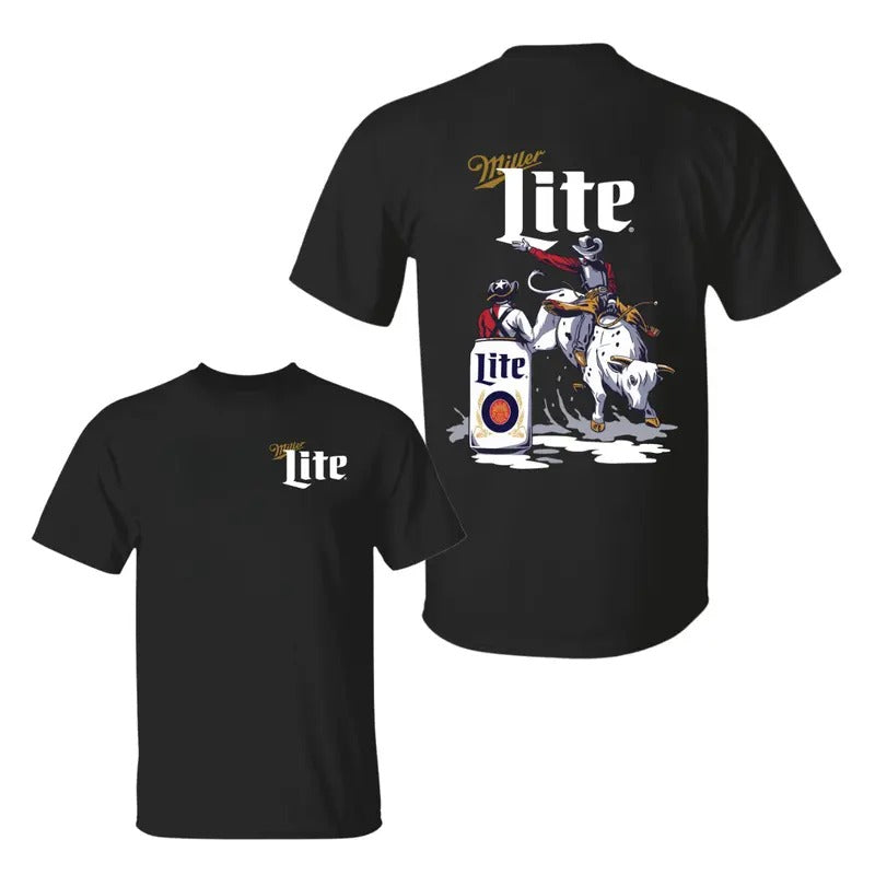 Miller Beer Lite Rodeo Tshirt, Sarcastic Graphic Tee, Unisex Classic Cotton Tee with a Two-Sided Graphic Print in All Sizes, For Him, For Her