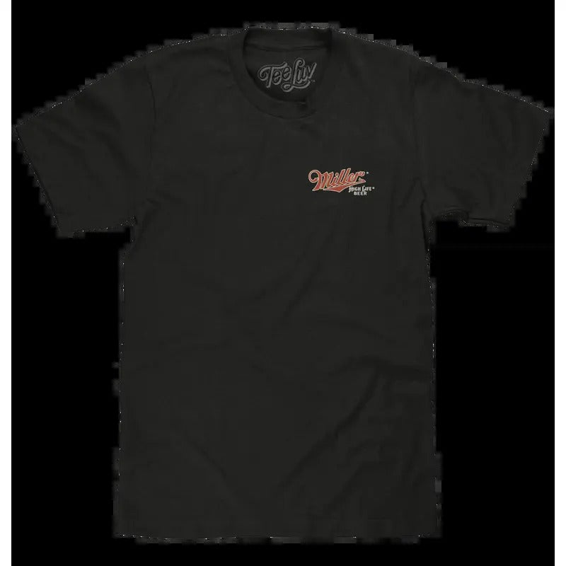 Miller High Life Girl in The Moon Beer Logo T-Shirt - Vintage Black