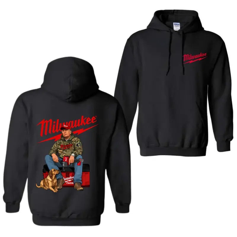 Milwaukee Trump Camo Unisex Hoodie, Trendy Hoodie Cotton Apparel for Men & Women, Comfortable & Stylish Design, Casual Hoodie Tops Pullover Menswear