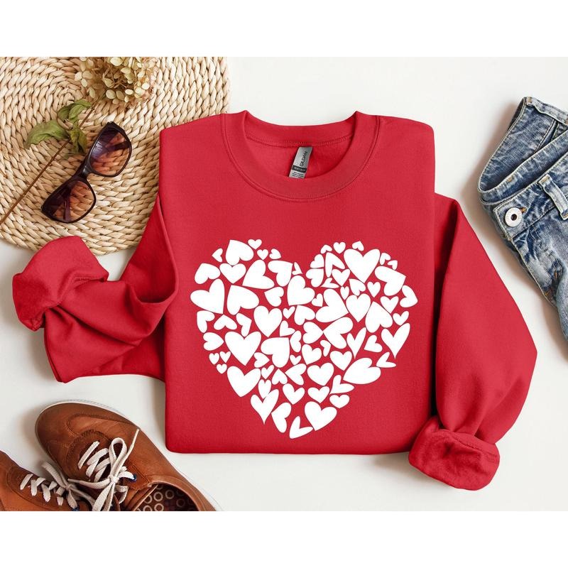 Mini Hearts Sweatshirt, Vintage Valentine's Day Sweatshirt, Crew Neck, Women's, Crewneck, Valentine's Day, Love, Heart, Cupid