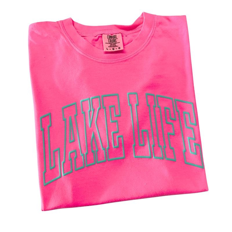 Mint Lake Life Puff Letter Comfort Colors T-Shirt