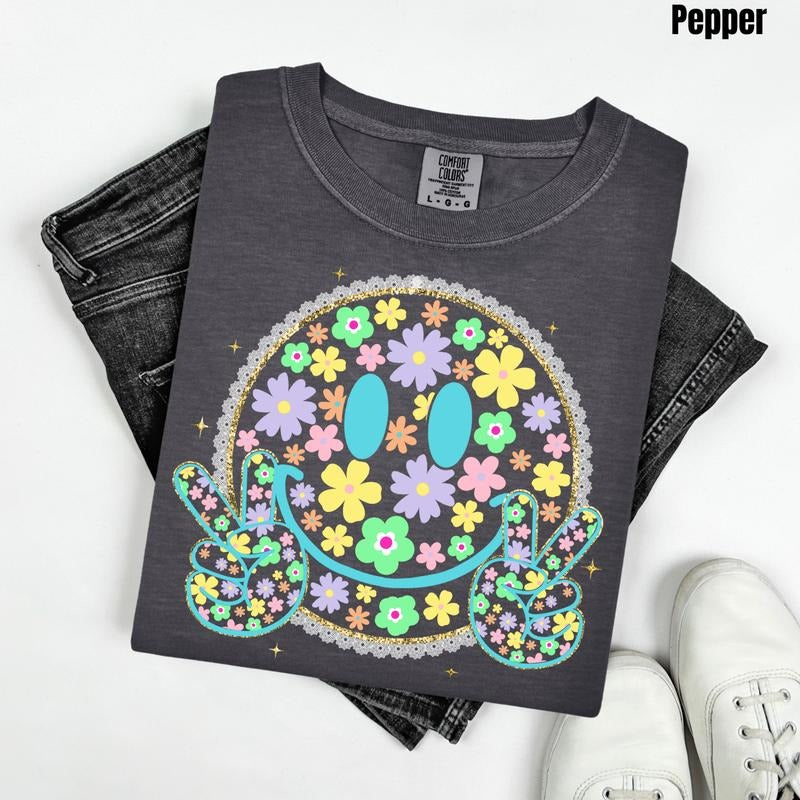 Mint Peace Face Comfort Colors T-Shirt 'NLB