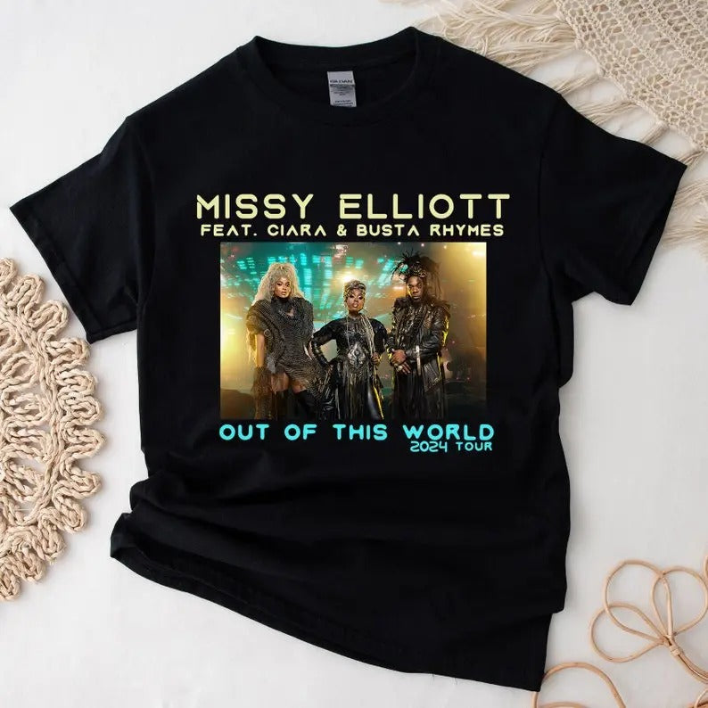 Missy Elliott 2024 Tour Feat Ciara & Busta Concert, Unisex Shirt Graphic Shirt, Anniversary Gift for Fan