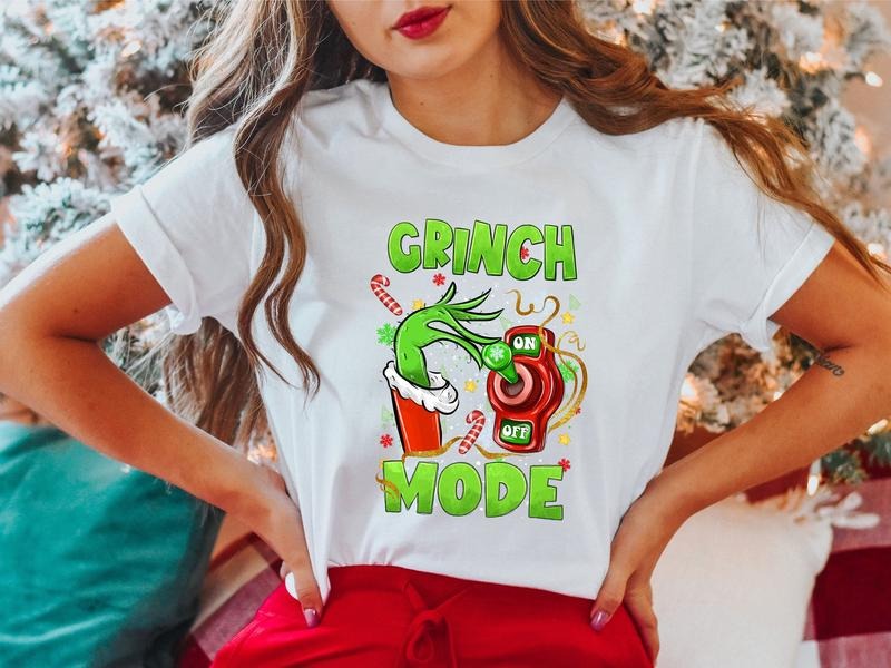 Mode On Christmas Shirt, Light Switch Tee For Christmas, Western Christmas T-shirt, Funny Holiday Gift Tee, Trendy Christmas Tee, Retro Holiday Shirt.