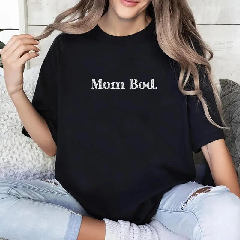 Mom Bod Vintage Tee, Funny Mom Vintage Graphic Tee Women, Mom Life Unhinged Shirts For Women, Motherhood Shirts , Comfort Collar