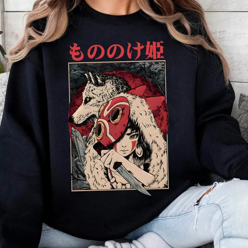 Mononoke San & Moro Sweatshirt-Tshirt, Retro 90s Movie Shirt, Gift For Men, For Women, All Sizes