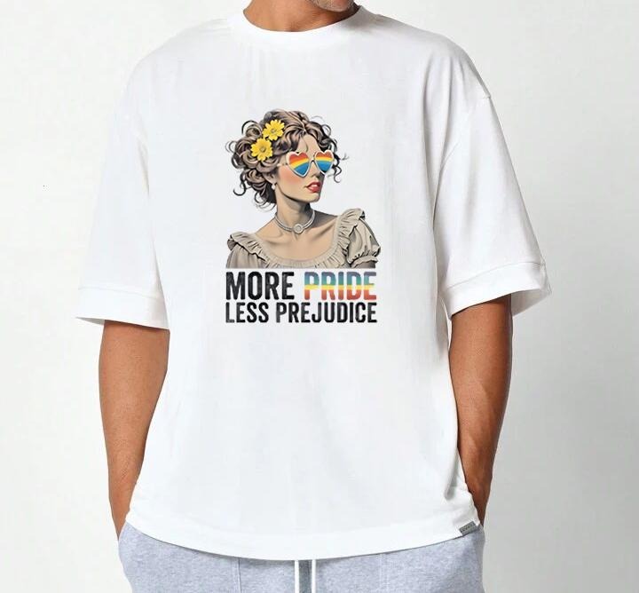 More Pride Less Prejudice LGBT Queer T-Shirt Retro Vintage Graphic Retro Graphic Tee Football Team Retro College