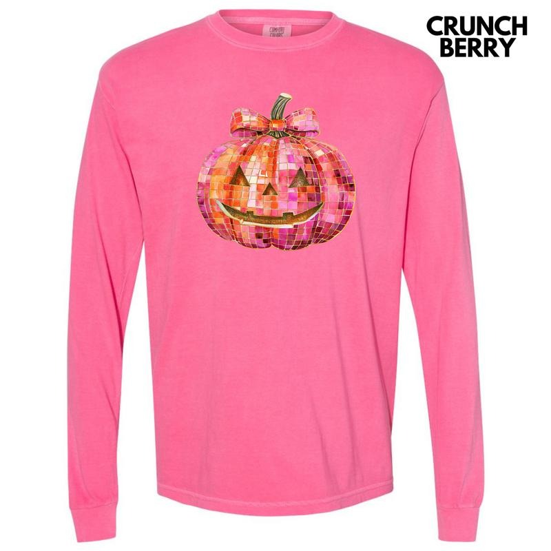 Mosaic Pink Jack O Lantern Long Sleeve Comfort Colors T-Shirt 'NLB'