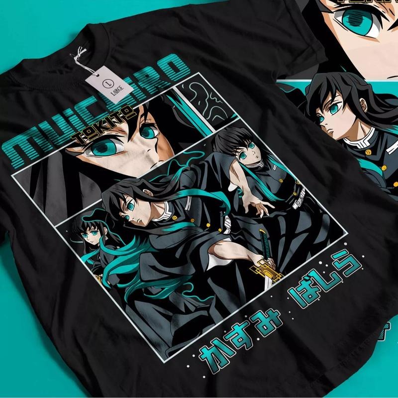 Muichiro Tokito T-shirt Kimetsu no Yaiba Demon Slayer Anime Black Shirt Unisex