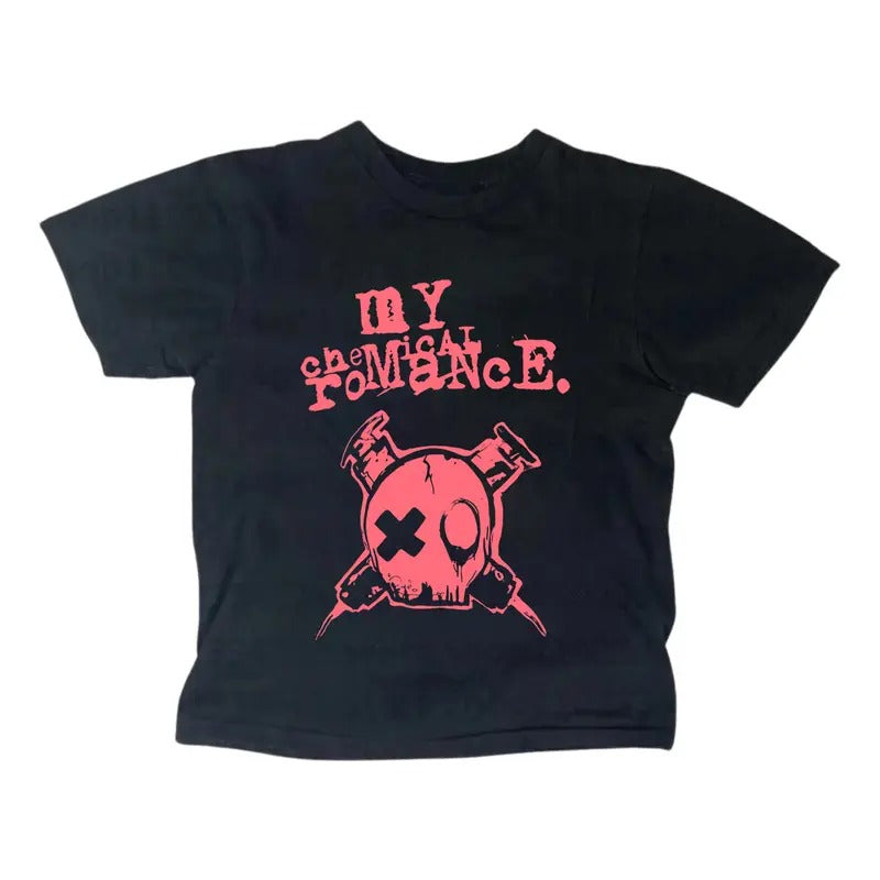 My Chemical Romance Baby Tee 90s Vintage Clothes for Women Women's Baby Tee Emo Girl Woman T-shirts Female Clothing 2000s Clothes Y2k Top Kawaii Goth