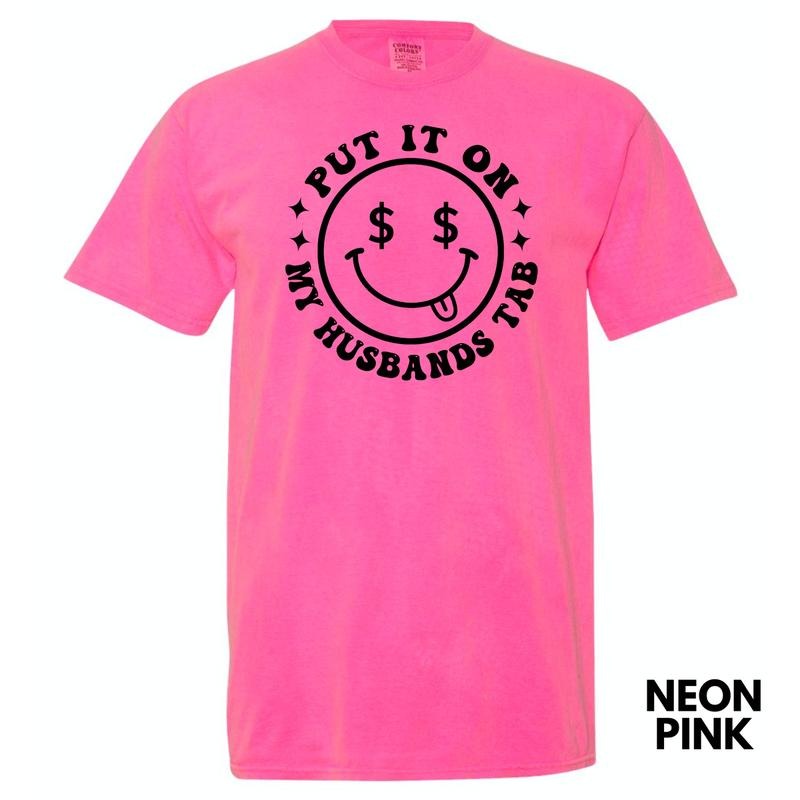 My Husbands Tab Happy Face Comfort Colors T-Shirt 'NLB'