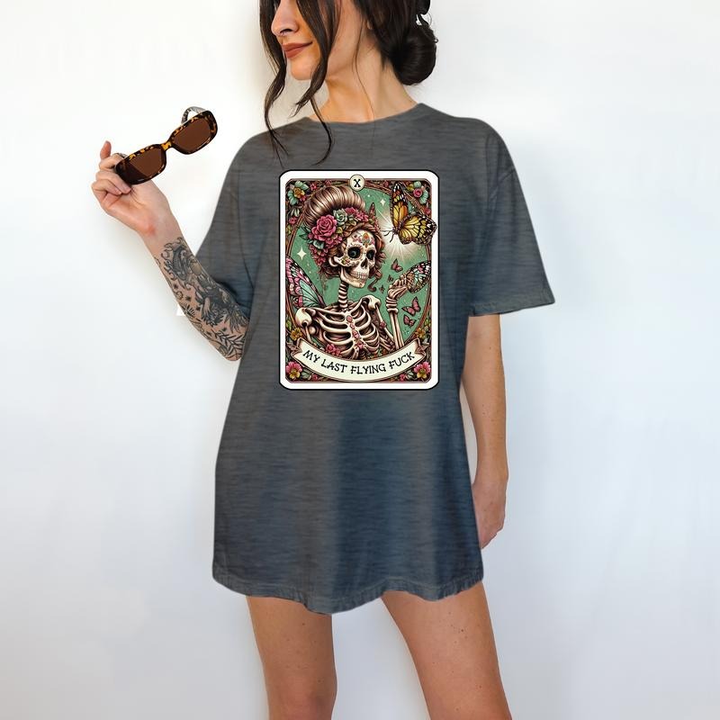 My Last Flying F Tarot Card - T-Shirt, chancla, Bright Graphic, Funny Apparel, Gift Idea, Relaxed Fit, Casual Apparel, Cute Top, Great with Jeans, All Seasons, Fun Style, Comfortable Shirt