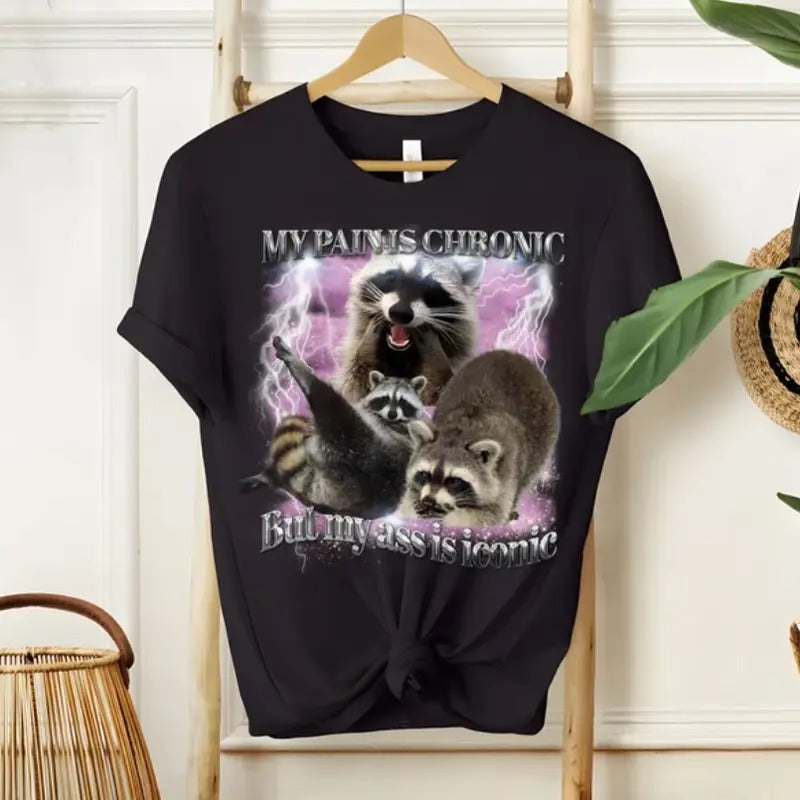My Pain Is Chronic Raccon Vintage Shirt, 90s Raccoon Shirt, Funny Retro Raccoon Shirt