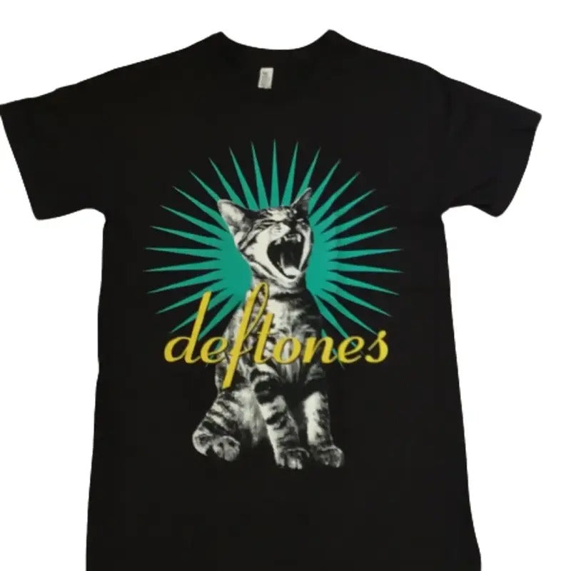 NEW- DEFTONES CAT BAND T-SHIRT Classic Cotton Fabric Menswear
