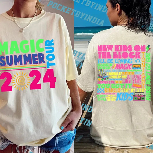 NKOTB Magic Summer 2024 Shirt, New Kids On the Block T-Shirt, NKOTB 2024 Tour Sweatshirt, Nkotb Group Concert Tee, Full Sizes, Full Colors, Unisex T-shirt for Men and Women, Classic Menswear, Womenswear Comfort Cotton Top Collar
