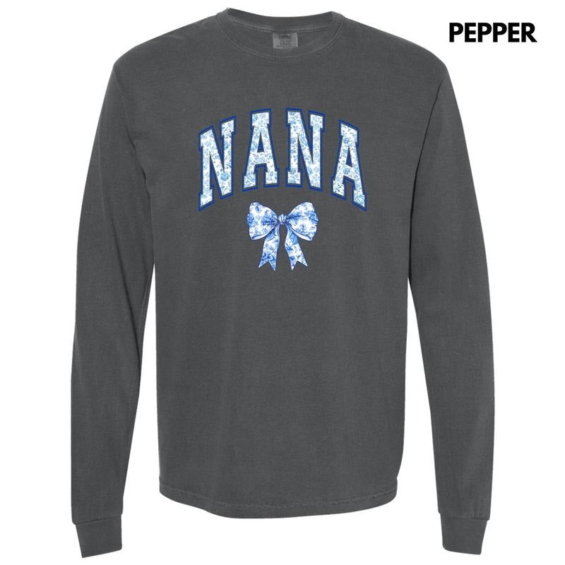 Nana Ginger Jar Florals Long Sleeve Comfort Colors T-Shirt 'NLB'