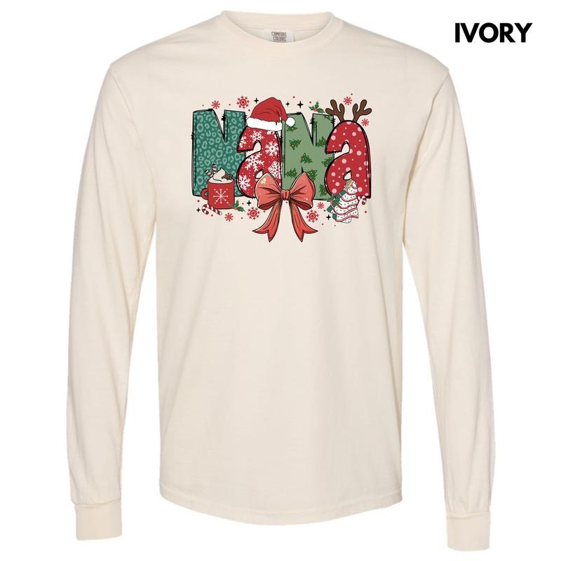 Nana Jolly Theme Long Sleeve Comfort Colors T-Shirt 'NLB'
