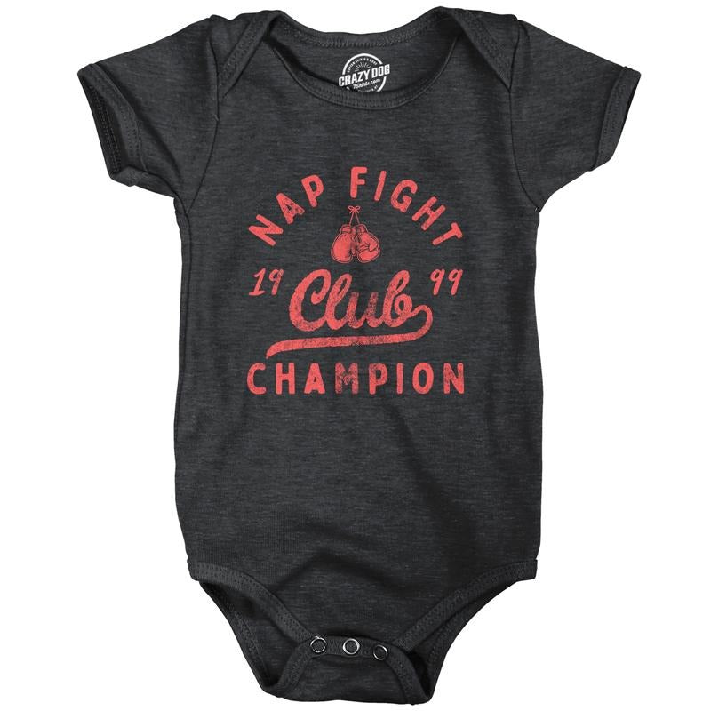 Nap Fight Club Champion Baby Bodysuit Funny Brawling Babies Joke Jumper for Infants Funny Baby Onesies Funny Sarcastic Onesie Novelty Black -