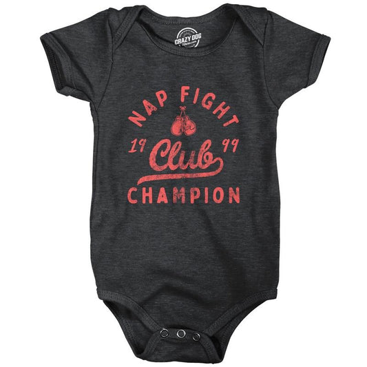 Nap Fight Club Champion Baby Bodysuit Funny Brawling Babies Joke Jumper for Infants Funny Baby Onesies Funny Sarcastic Onesie Novelty Black -