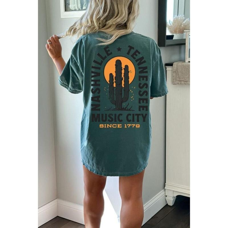 Nashville Shirt, Cute Nashville Tee, Concert Shirt, Music City Shirt, Western Tennessee TShirt, Vintage Distressed Cactus Tee